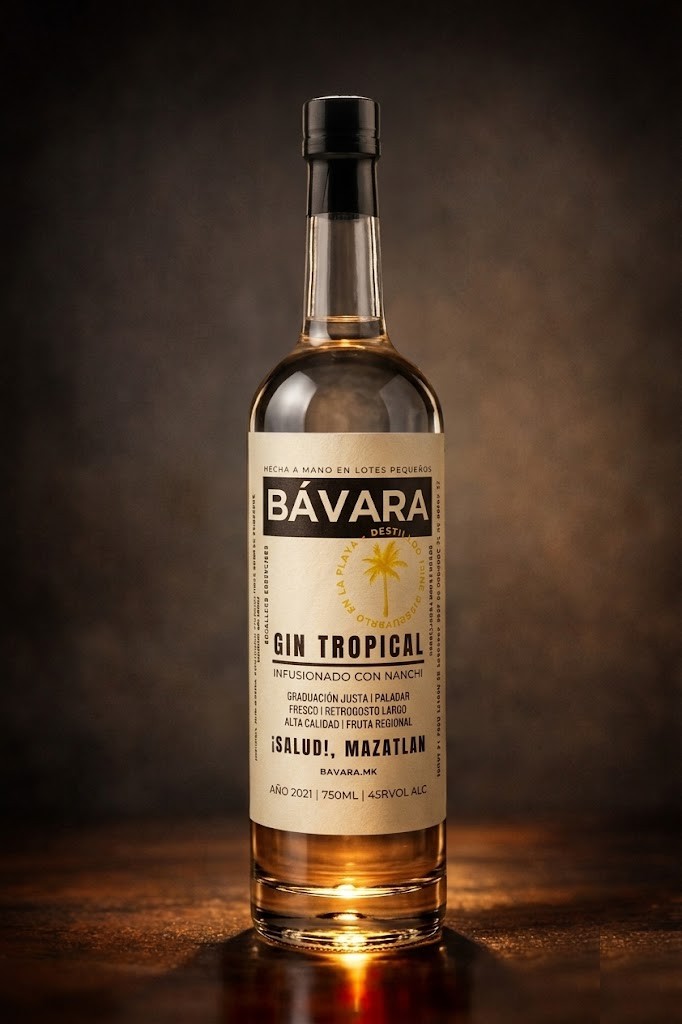 Botella BÁVARA Gin Tropical con Nanchi